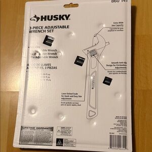 Sky Husky 3-Piece Adjustable Wrench Set - White